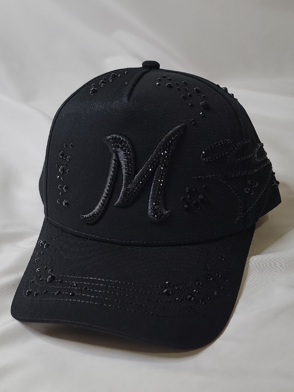 31 Hats x El Mago "Total Black" Snapback Hat With Crystal Embellishments
